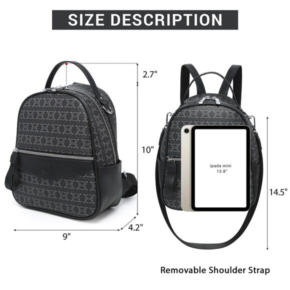 2127 Mini Backpack Purse Multi Pocket Small Backpacks Convertible Shoulder main image 4